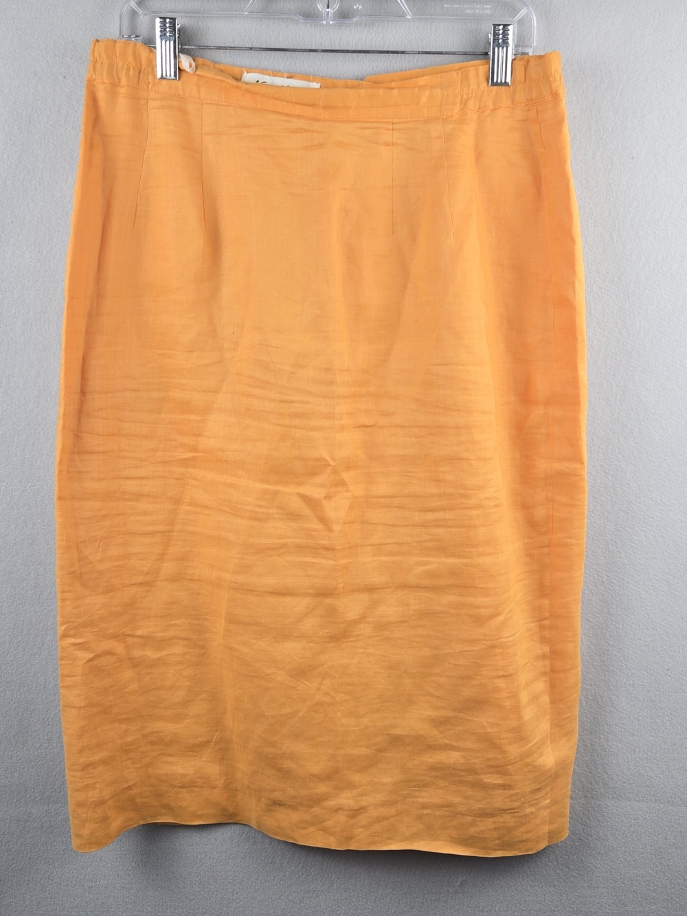 Vintage Nina Martini 100% Linen A-Line Midi Skirt Marigold Goldenrod Size 12